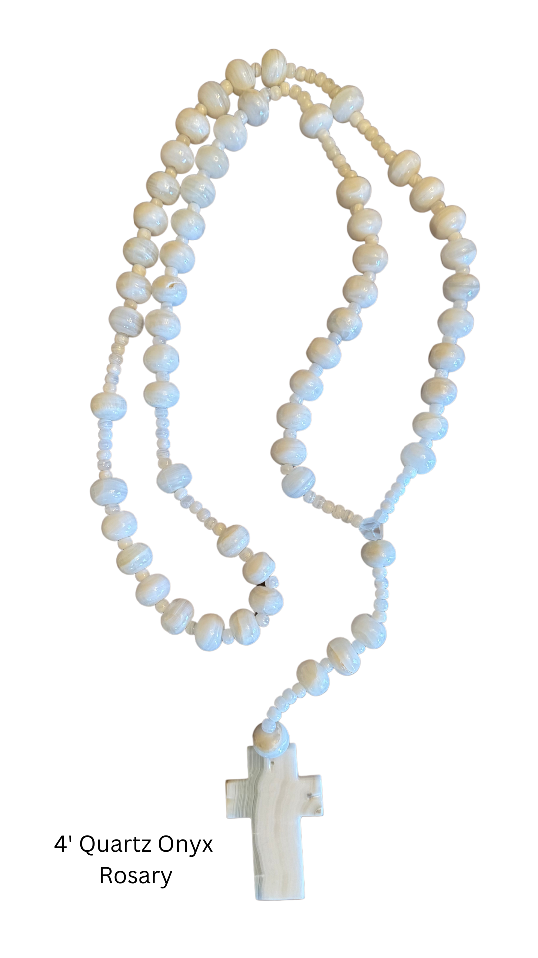 4' Quartz Onyx Tabletop Rosary Mineral Art