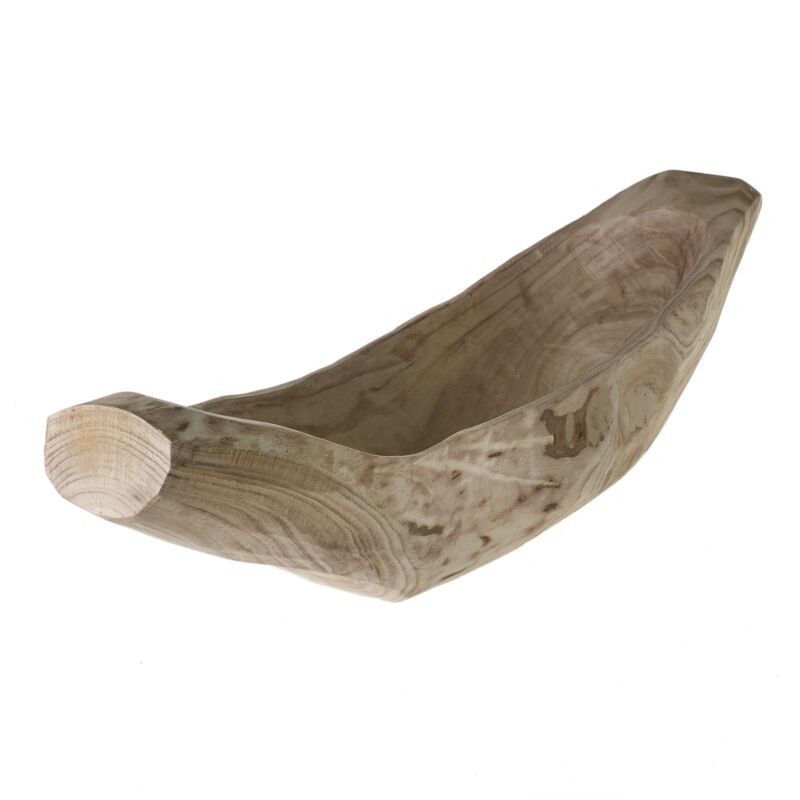 Sculptural Wooden Boat-Shaped Vessel