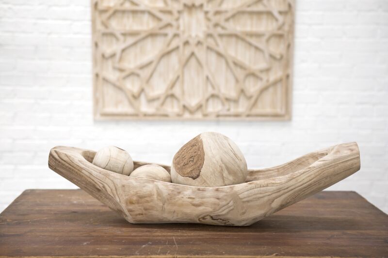 Sculptural Wooden Boat-Shaped Vessel
