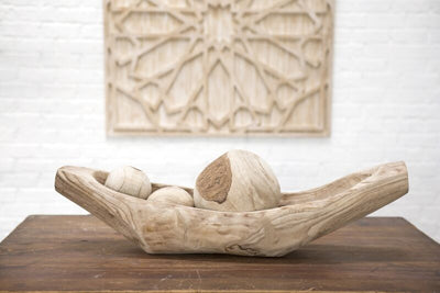 Sculptural Wooden Boat-Shaped Vessel