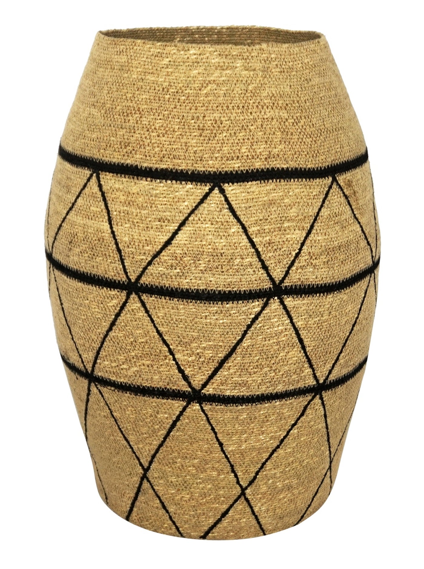 Seagrass Basket with Black X Design 10"