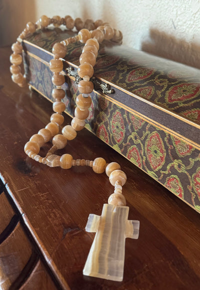 4' Quartz Onyx Tabletop Rosary Mineral Art