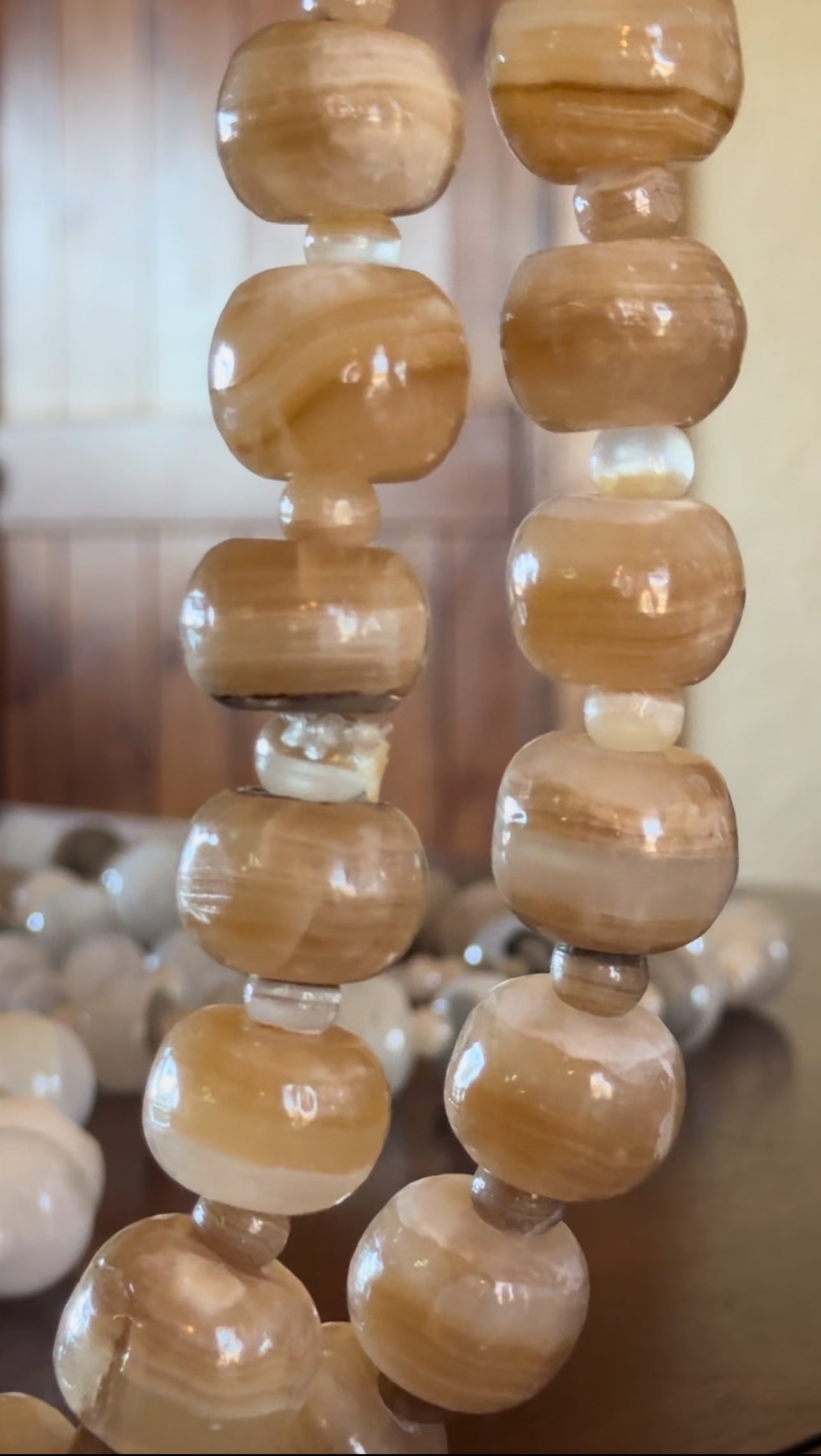 4' Quartz Onyx Tabletop Rosary Mineral Art