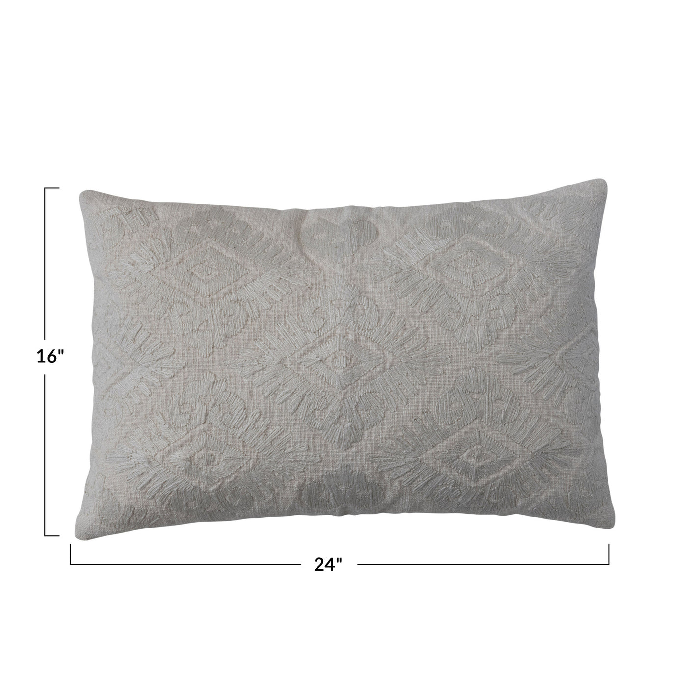 Cream Embroidered Lumbar Pillow