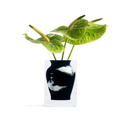 Athena Bud Acrylic Block Black Vase - Marbled Black