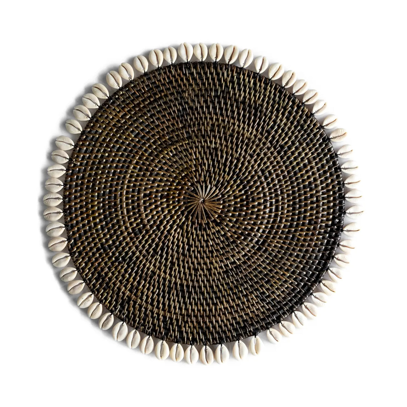 Cowrie Shell Rattan Placemat - Brown