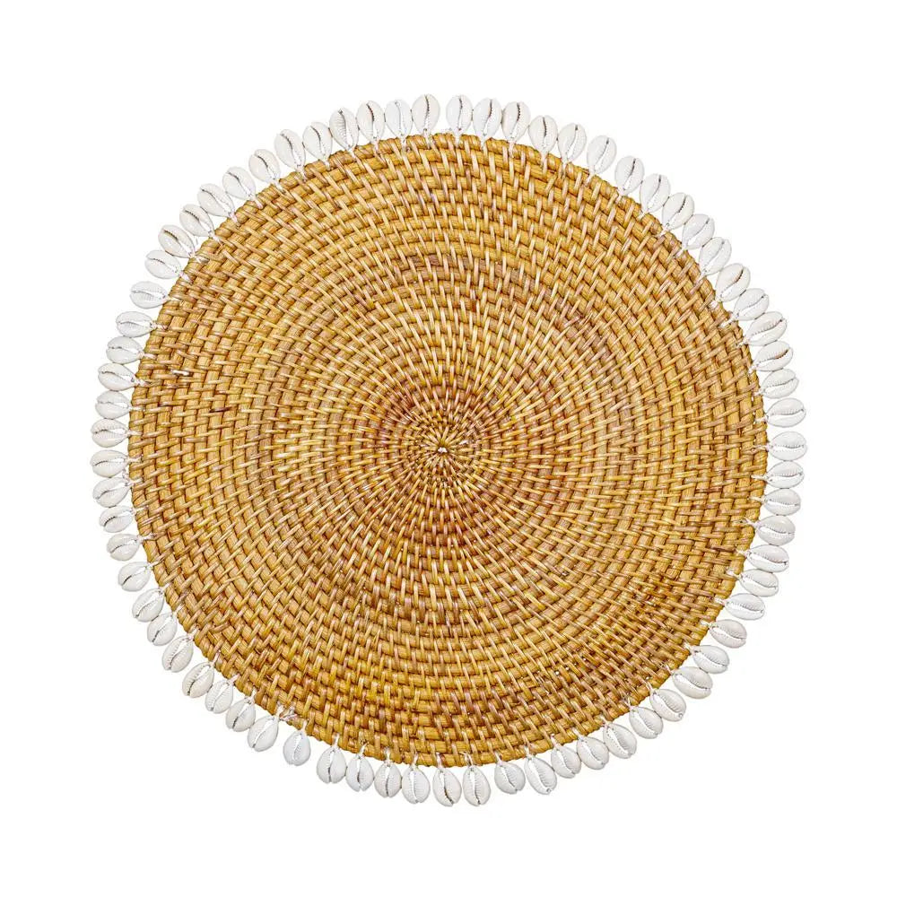 Cowrie Shell Rattan Placemat - Natural