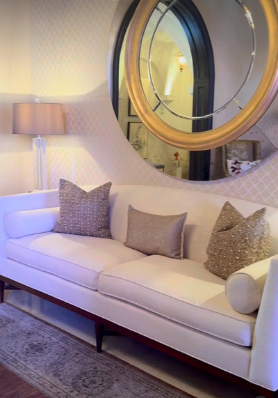 Golden Beaded & Pearl Accent Pillow