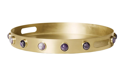 Round Pandora Brass & Amethyst Tray