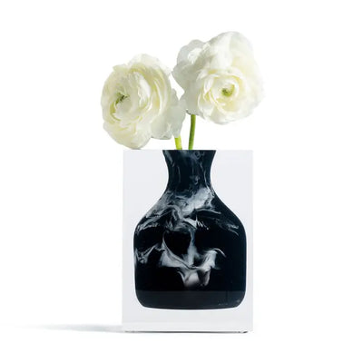 Acrylic Bud Vase - Black Marble