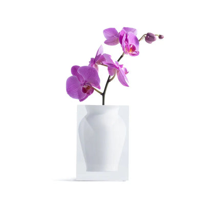 Perla Bud Acrylic Block Black Vase - White