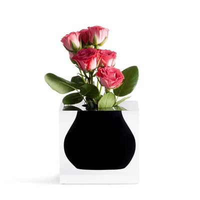 Midnight Bud Acrylic Block Black Vase - Black