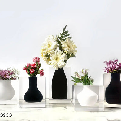 Midnight Bud Acrylic Block Black Vase - Black