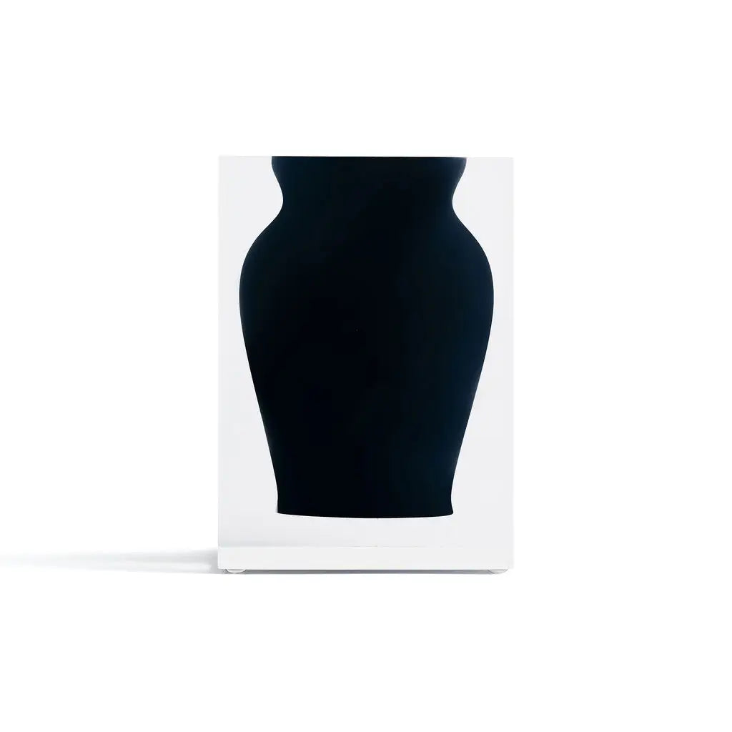 Ebony Bud Acrylic Block Black Vase - Black