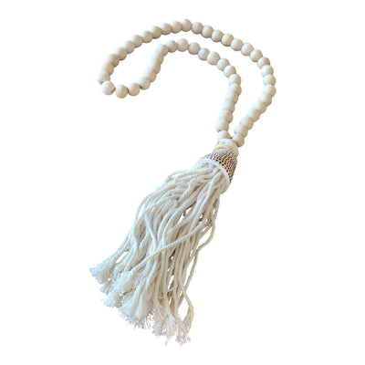 Natural Wooden Bead Tassel with Shell