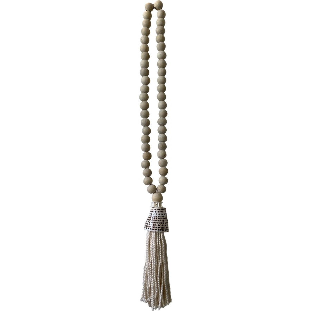 Natural Wooden Bead Tassel with Shell