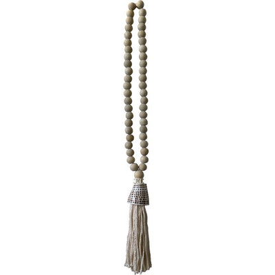 Natural Wooden Bead Tassel with Shell