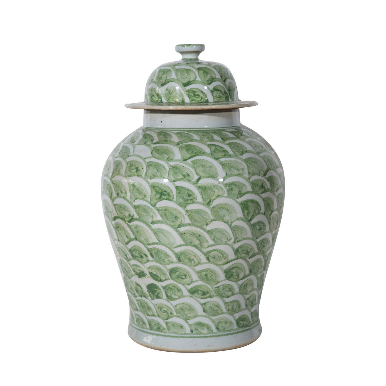 Celadon Green Scale Temple Jar - Small