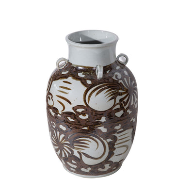 Rusty Brown 4 Loop Porcelain Jar