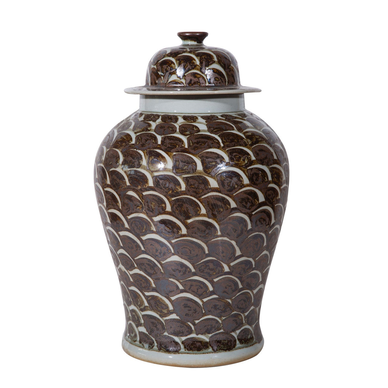 Rusty Brown Fish Scale Temple Jar