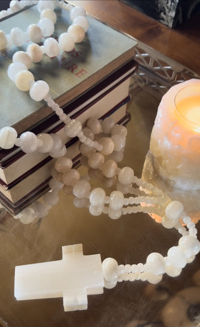 4' Quartz Onyx Tabletop Rosary Mineral Art