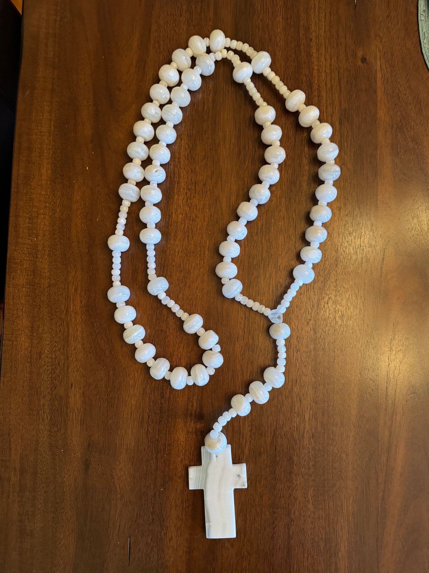 4' Quartz Onyx Tabletop Rosary Mineral Art
