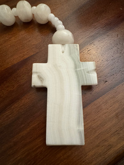4' Quartz Onyx Tabletop Rosary Mineral Art