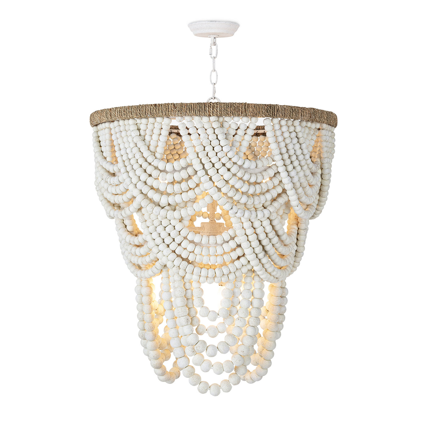 Lorelei Wood Bead Chandelier - White