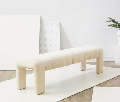Bella Velvet Bench - Cream