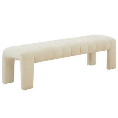 Bella Velvet Bench - Cream