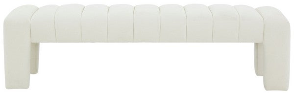 Bella Velvet Bench - Ivory