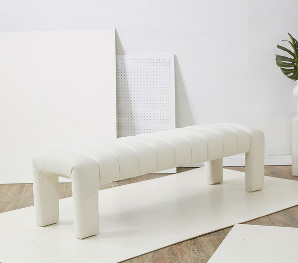 Bella Velvet Bench - Ivory
