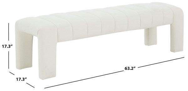 Bella Velvet Bench - Ivory