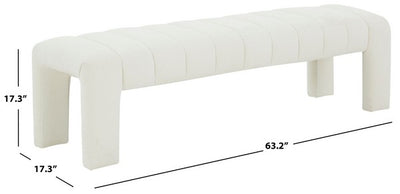Bella Velvet Bench - Ivory