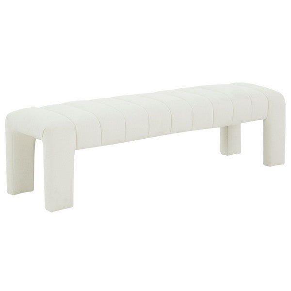 Bella Velvet Bench - Ivory