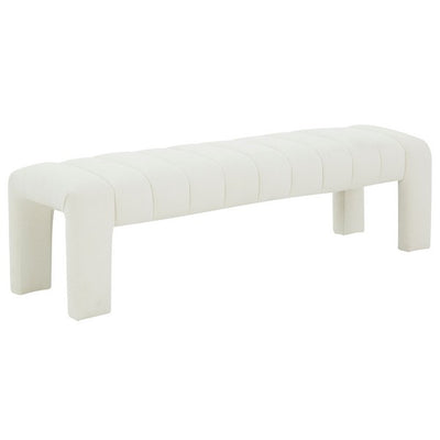 Bella Velvet Bench - Ivory