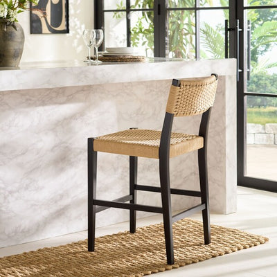 Dalilah Woven Counter Stool - Black/Natural
