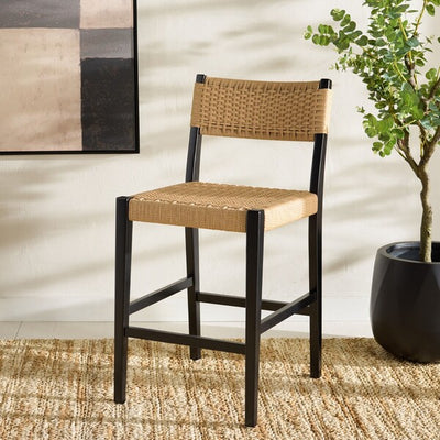 Dalilah Woven Counter Stool - Black/Natural