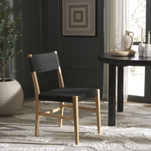 Dania Woven Dining Chair  - Black/Natural