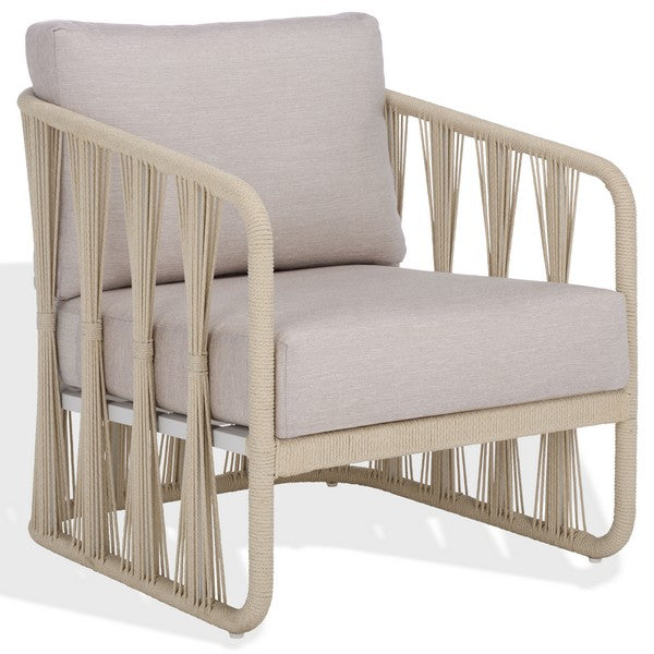 Faena Rope and Aluminum Patio Chair - White/Beige