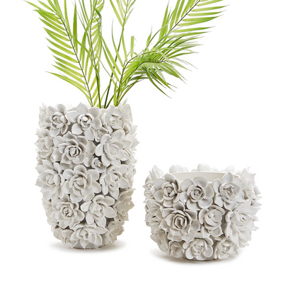 Echevaria Succulent Vase - Set of 2 White