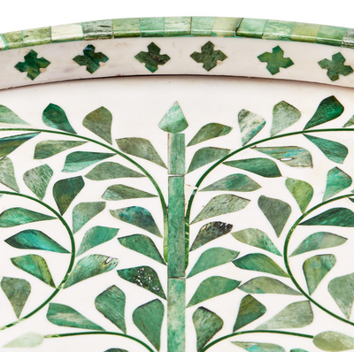 Pierre Green Tray  Inlaid Bone