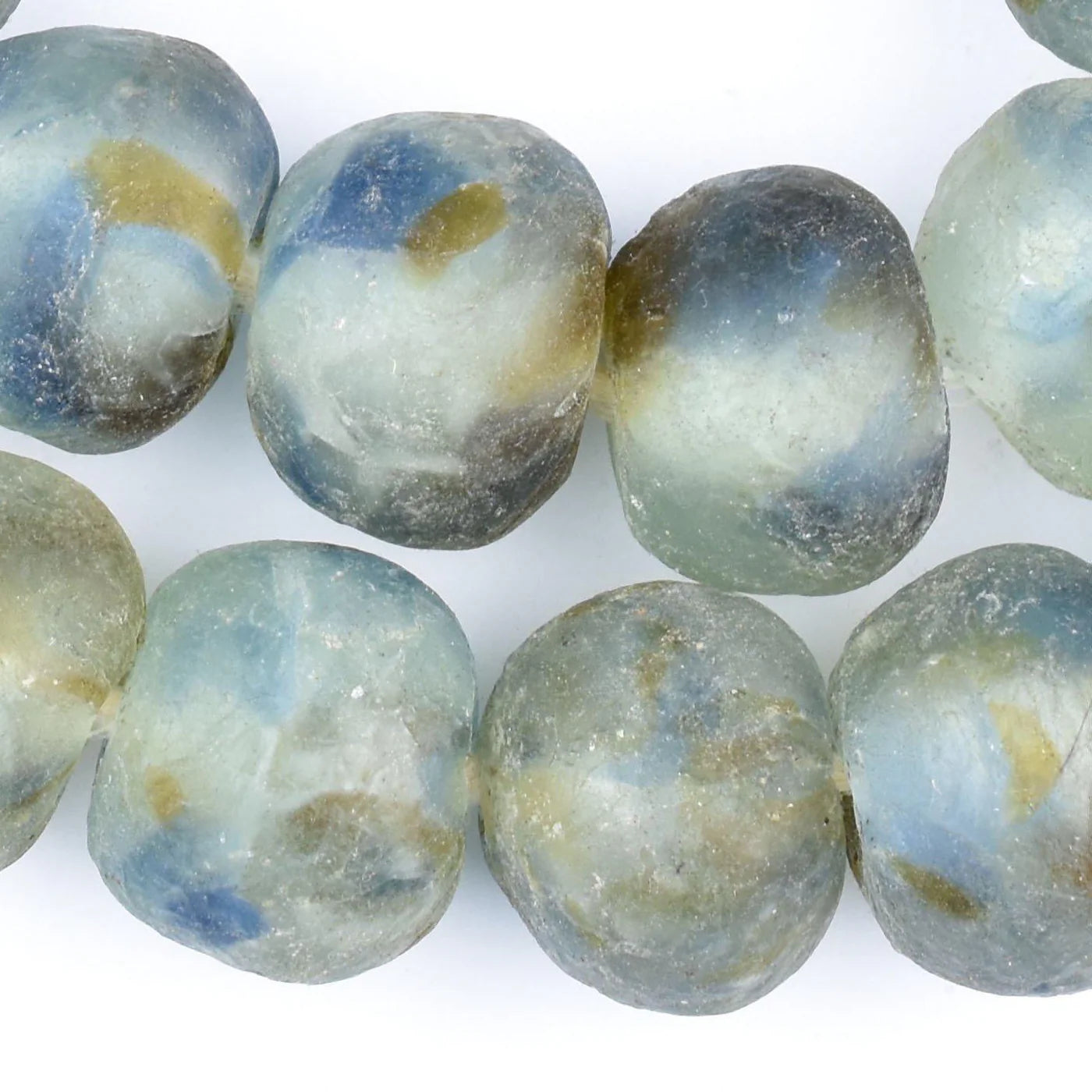 Multi Blue Brown Swirl Glass Beads