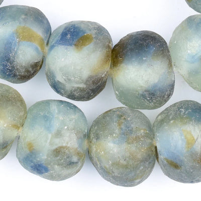 Multi Blue Brown Swirl Glass Beads