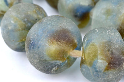 Multi Blue Brown Swirl Glass Beads