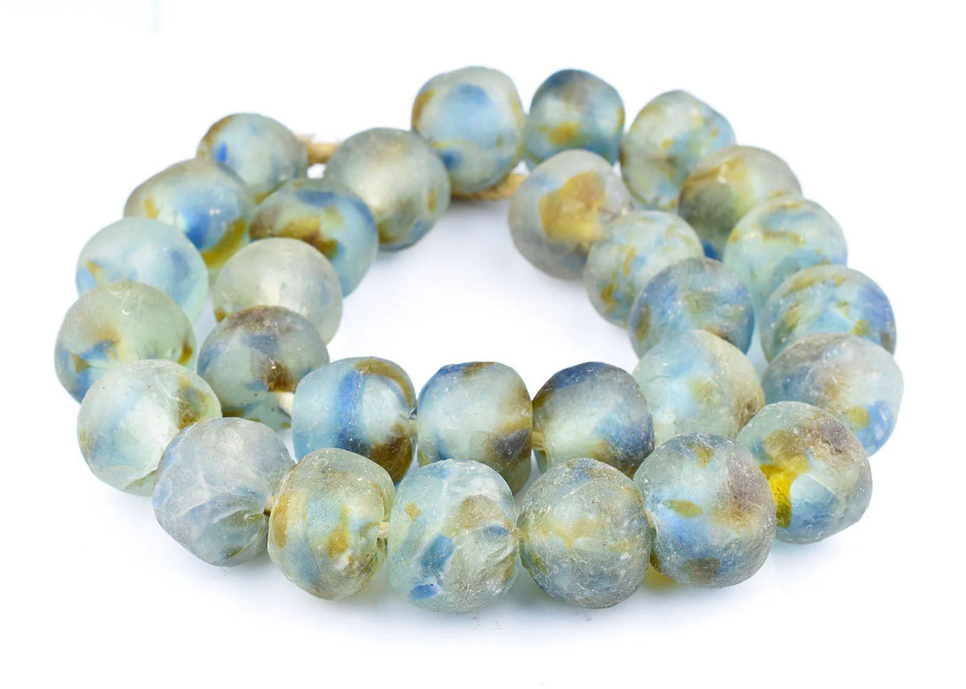 Multi Blue Brown Swirl Glass Beads