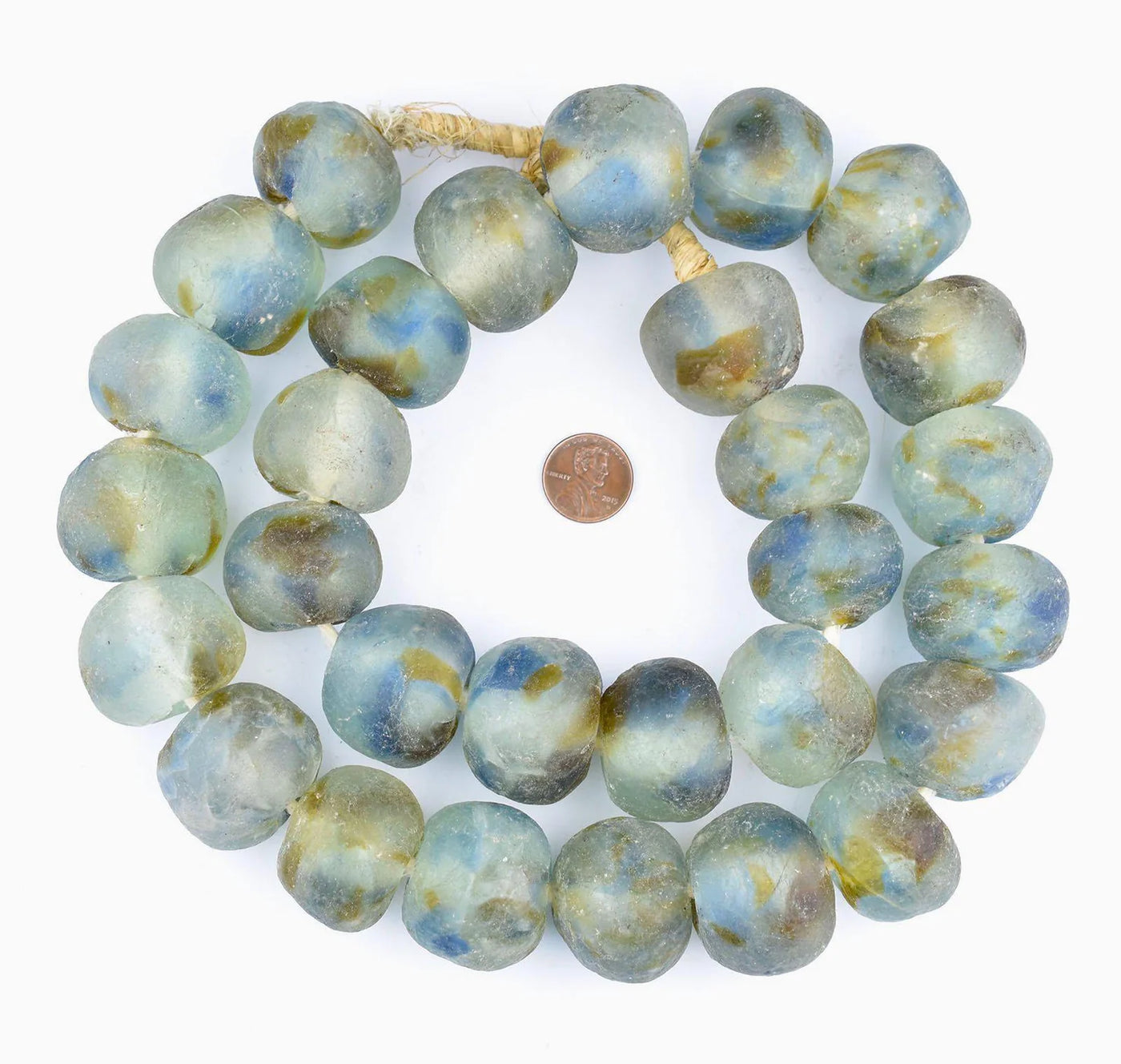 Multi Blue Brown Swirl Glass Beads