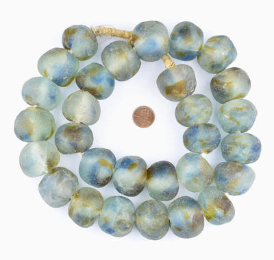 Multi Blue Brown Swirl Glass Beads