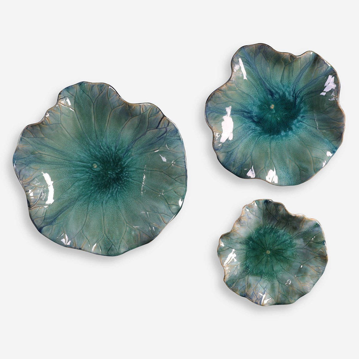 Ceramic Aqua Flower Wall Art