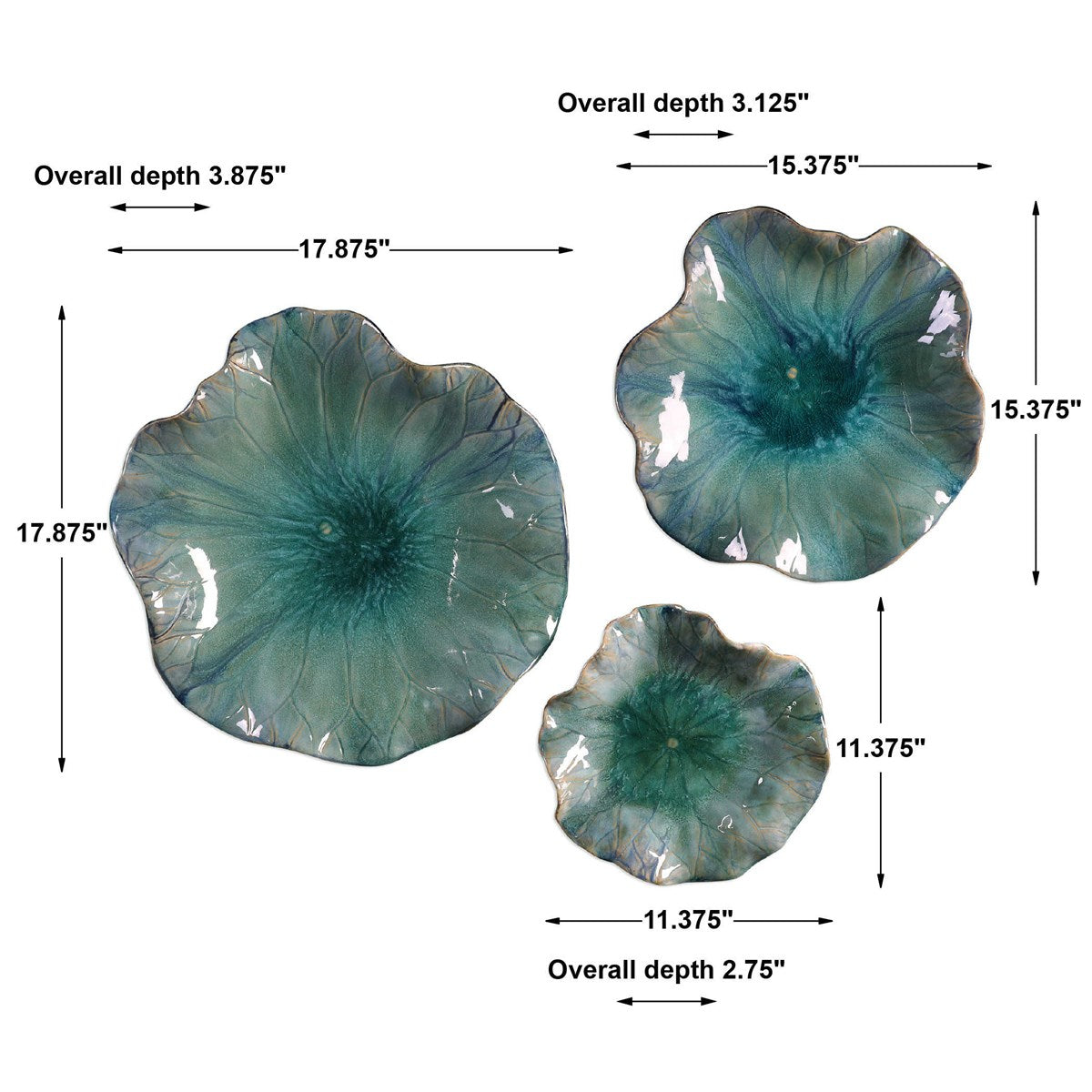 Ceramic Aqua Flower Wall Art